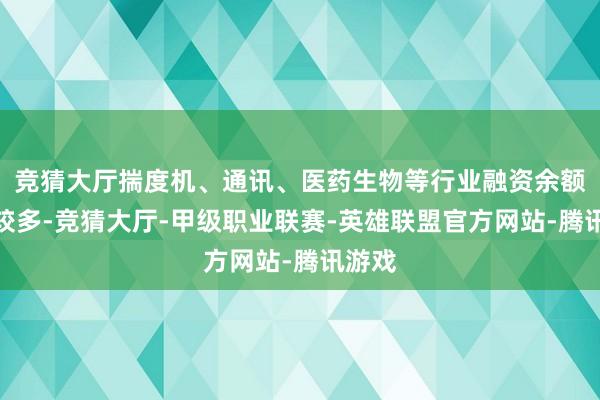 竞猜大厅揣度机、通讯、医药生物等行业融资余额减少较多-竞猜大厅-甲级职业联赛-英雄联盟官方网站-腾讯游戏